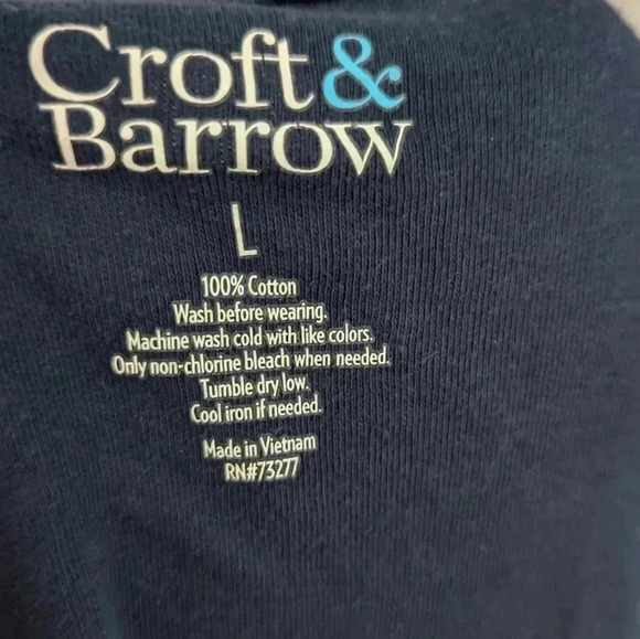Croft And Barrow Navy Three-Quarter Sleeve Women's Top Size Large Boatneck (EUC) - Picture 9 of 11
